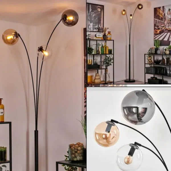 hofstein Gastor Lampadaire Ambre, Clair, Fumé, 3 lumières* Lampes Modernes