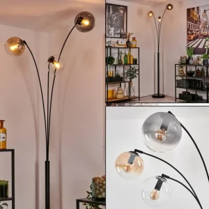 hofstein Gastor Lampadaire Ambre, Clair, Fumé, 3 lumières* Lampes Modernes