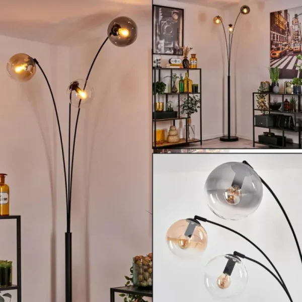 hofstein Gastor Lampadaire Ambre, Clair, Fumé, 3 lumières* Lampes Modernes