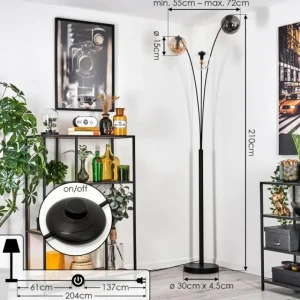 hofstein Gastor Lampadaire Ambre, Clair, Fumé, 3 lumières* Lampes Modernes