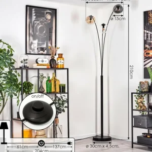 hofstein Gastor Lampadaire Ambre, Clair, Fumé, 3 lumières* Lampes Modernes
