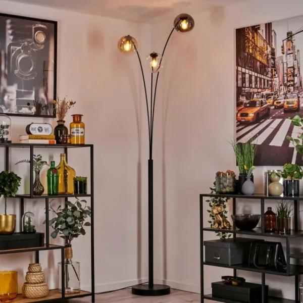 hofstein Gastor Lampadaire Ambre, Clair, Fumé, 3 lumières* Lampes Modernes