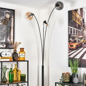 hofstein Gastor Lampadaire Ambre, Clair, Fumé, 3 lumières* Lampes Modernes