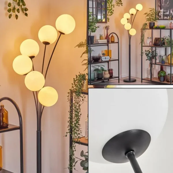 hofstein Gastor Lampadaire Blanc, 6 lumières* Lampes En Verre