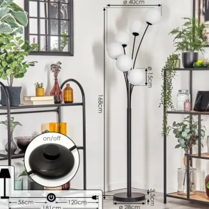 hofstein Gastor Lampadaire Blanc, 6 lumières* Lampes En Verre