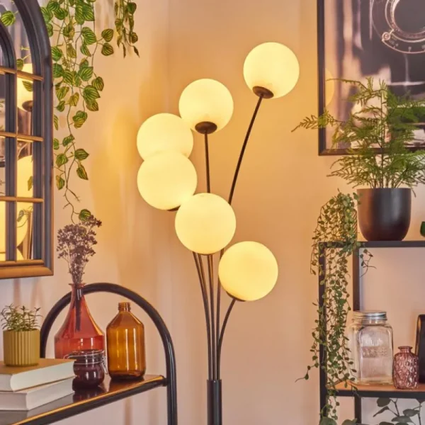 hofstein Gastor Lampadaire Blanc, 6 lumières* Lampes En Verre