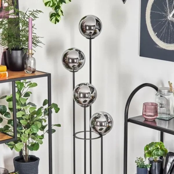 hofstein Gastor Lampadaire Bois foncé, Noir, 4 lumières* Lampes Modernes