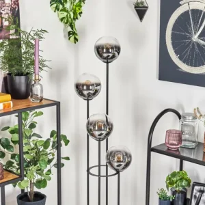 hofstein Gastor Lampadaire Bois foncé, Noir, 4 lumières* Lampes Modernes