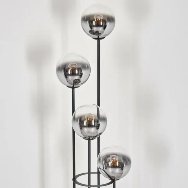 hofstein Gastor Lampadaire Bois foncé, Noir, 4 lumières* Lampes Modernes