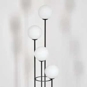 hofstein Gastor Lampadaire Bois foncé, Noir, 4 lumières* Lampes Modernes