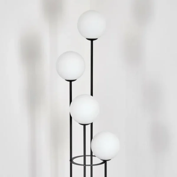 hofstein Gastor Lampadaire Bois foncé, Noir, 4 lumières* Lampes Modernes