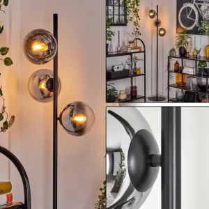 hofstein Gastor Lampadaire Chrome, Clair, Fumé, 3 lumières* Lampes Modernes