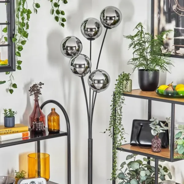 hofstein Gastor Lampadaire Chrome, Fumé, 5 lumières* Lampes Modernes
