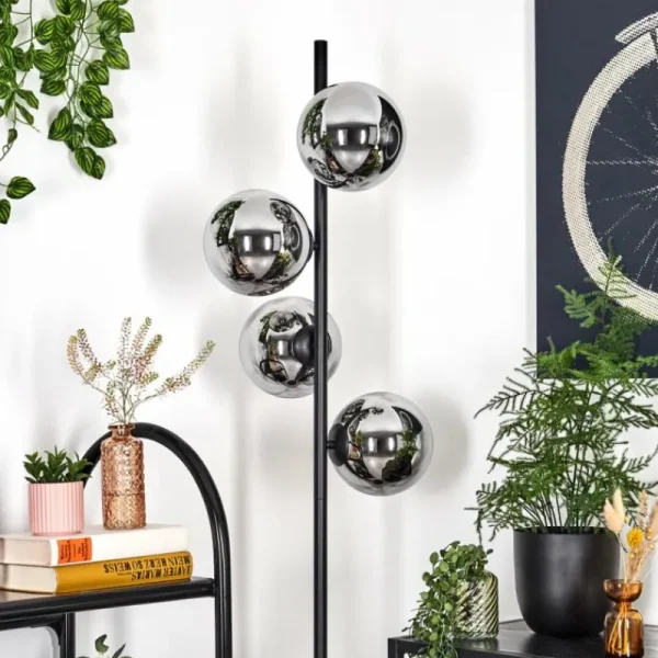 hofstein Gastor Lampadaire Chrome, Fumé, 4 lumières* Lampes Modernes