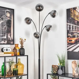 hofstein Gastor Lampadaire Chrome, Clair, Fumé, 5 lumières* Lampes Modernes