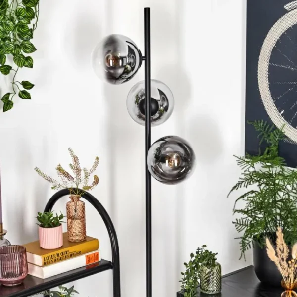 hofstein Gastor Lampadaire Chrome, Clair, Fumé, 3 lumières* Lampes Modernes