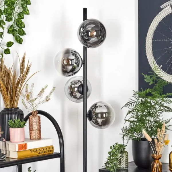 hofstein Gastor Lampadaire Chrome, Clair, Fumé, 4 lumières* Lampes Modernes