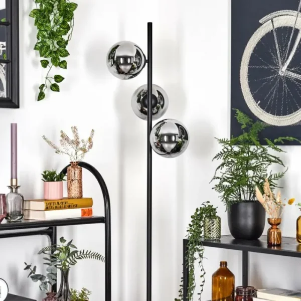 hofstein Gastor Lampadaire Chrome, Fumé, 3 lumières* Lampes Modernes