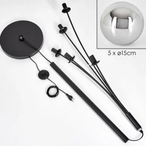 hofstein Gastor Lampadaire Chrome, Fumé, 5 lumières* Lampes Modernes