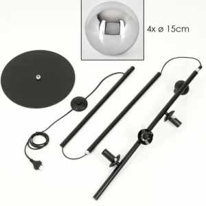 hofstein Gastor Lampadaire Chrome, Fumé, 4 lumières* Lampes Modernes