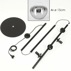 hofstein Gastor Lampadaire Chrome, Clair, Fumé, 4 lumières* Lampes Modernes