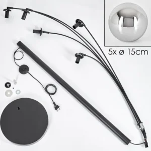 hofstein Gastor Lampadaire Chrome, 5 lumières* Lampes En Verre