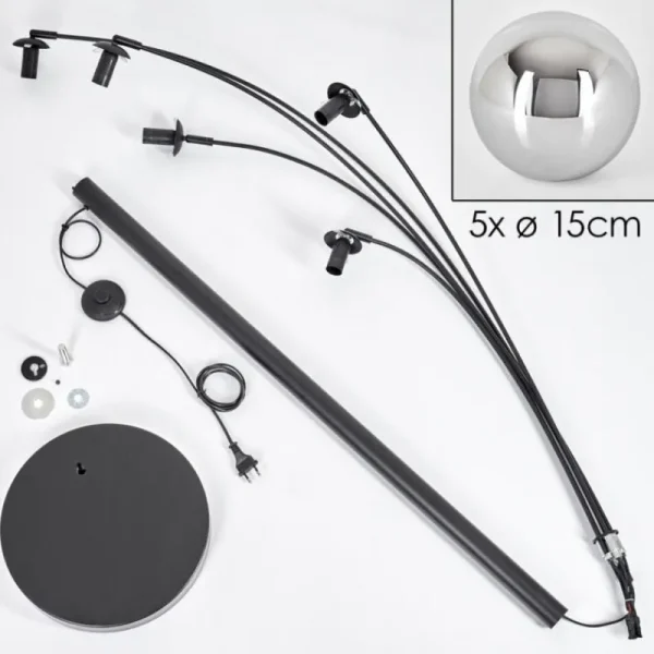 hofstein Gastor Lampadaire Chrome, 5 lumières* Lampes En Verre