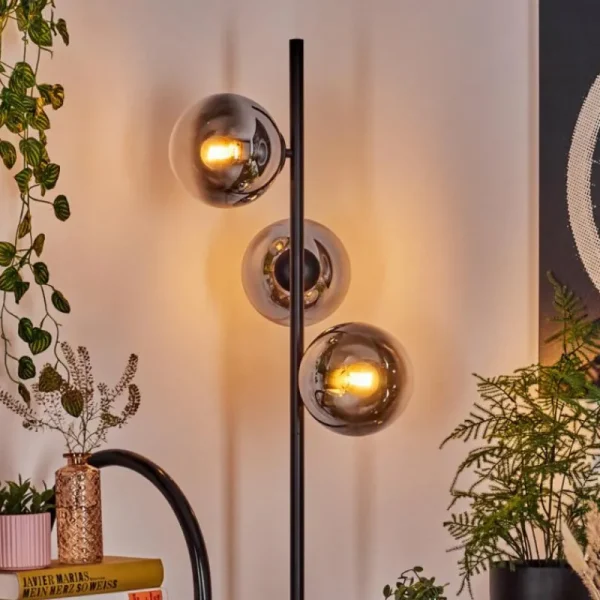 hofstein Gastor Lampadaire Chrome, Clair, Fumé, 3 lumières* Lampes Modernes