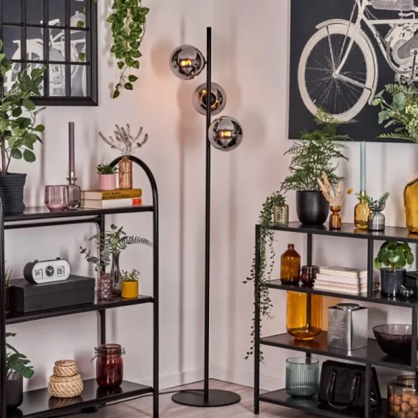 hofstein Gastor Lampadaire Chrome, Fumé, 3 lumières* Lampes Modernes