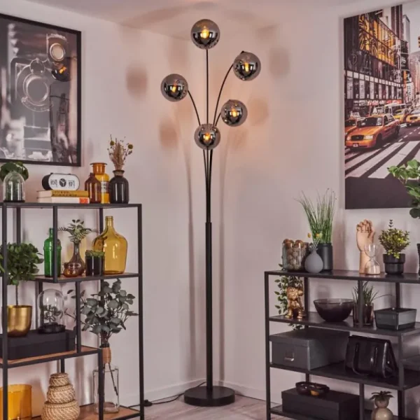 hofstein Gastor Lampadaire Chrome, 5 lumières* Lampes En Verre