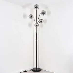 hofstein Gastor Lampadaire Chrome, 5 lumières* Lampes En Verre
