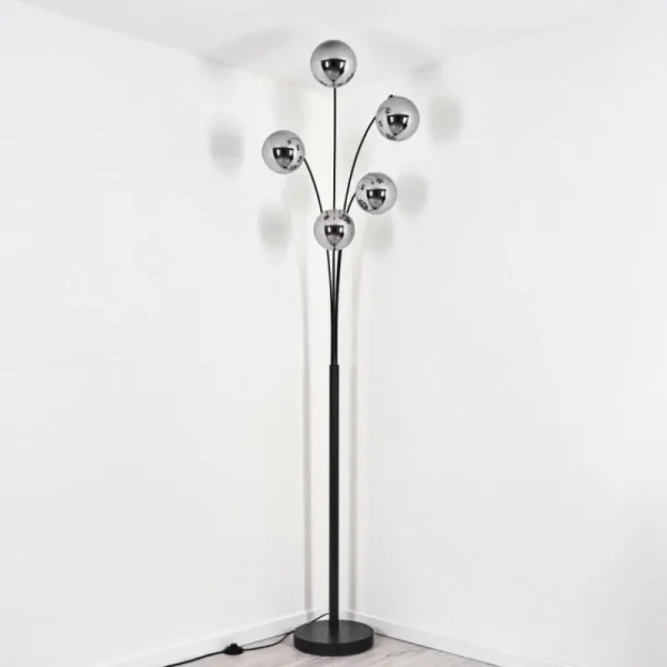 hofstein Gastor Lampadaire Chrome, 5 lumières* Lampes En Verre