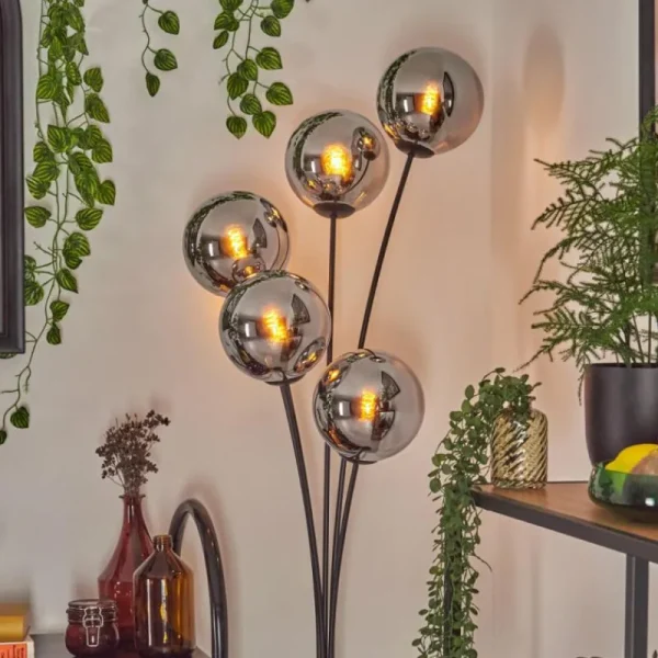 hofstein Gastor Lampadaire Chrome, Fumé, 5 lumières* Lampes Modernes