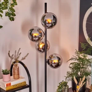 hofstein Gastor Lampadaire Chrome, Fumé, 4 lumières* Lampes Modernes