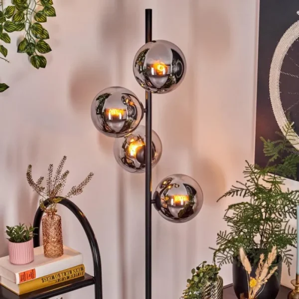 hofstein Gastor Lampadaire Chrome, Fumé, 4 lumières* Lampes Modernes