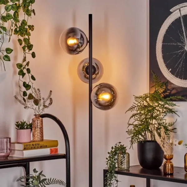hofstein Gastor Lampadaire Chrome, Clair, Fumé, 3 lumières* Lampes Modernes