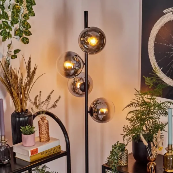 hofstein Gastor Lampadaire Chrome, Clair, Fumé, 4 lumières* Lampes Modernes