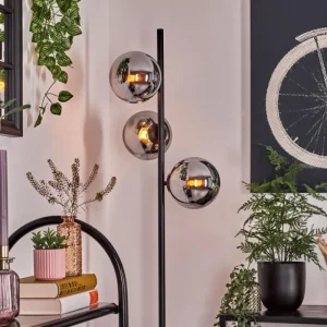 hofstein Gastor Lampadaire Chrome, Fumé, 3 lumières* Lampes Modernes