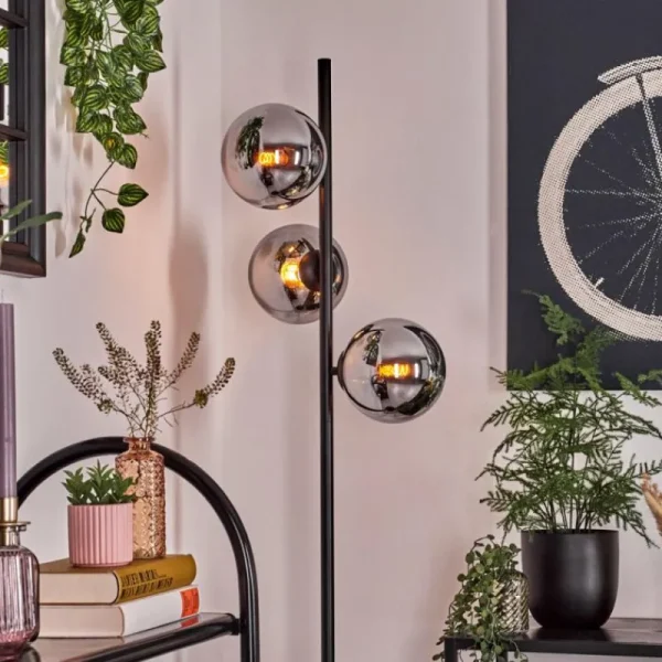 hofstein Gastor Lampadaire Chrome, Fumé, 3 lumières* Lampes Modernes