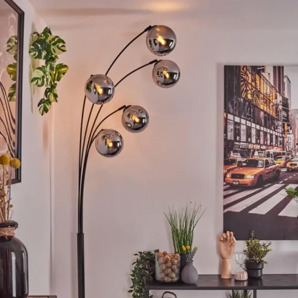 hofstein Gastor Lampadaire Chrome, 5 lumières* Lampes En Verre