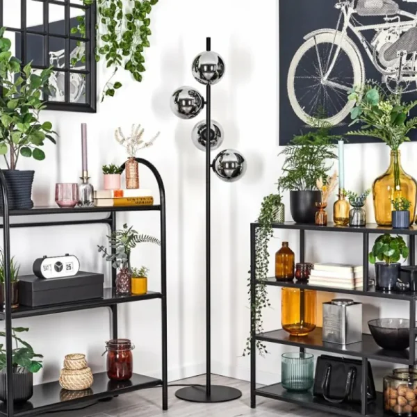 hofstein Gastor Lampadaire Chrome, Fumé, 4 lumières* Lampes Modernes