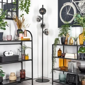 hofstein Gastor Lampadaire Chrome, Clair, Fumé, 4 lumières* Lampes Modernes