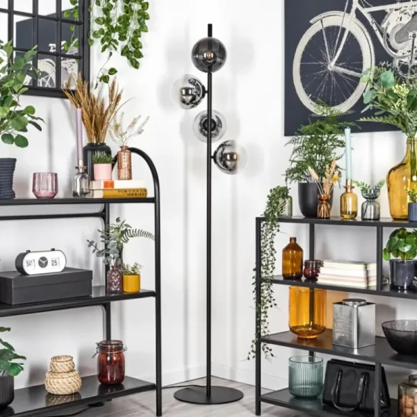hofstein Gastor Lampadaire Chrome, Clair, Fumé, 4 lumières* Lampes Modernes