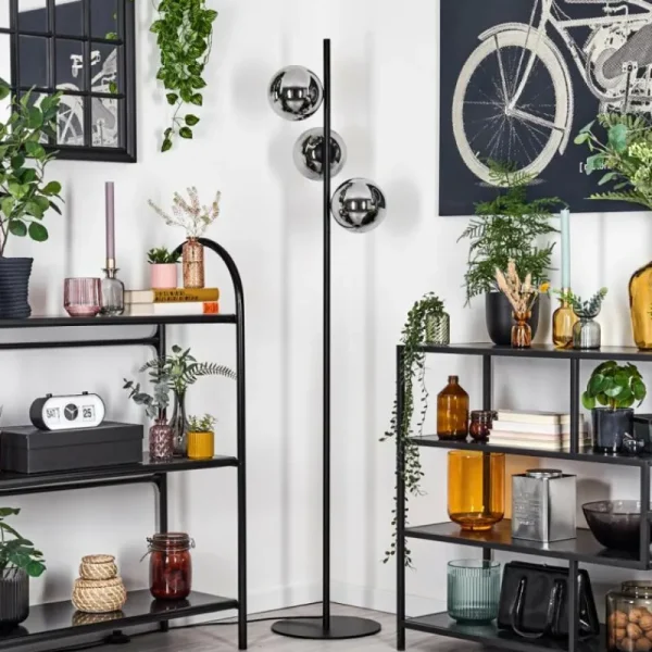 hofstein Gastor Lampadaire Chrome, Fumé, 3 lumières* Lampes Modernes