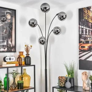 hofstein Gastor Lampadaire Chrome, 5 lumières* Lampes En Verre