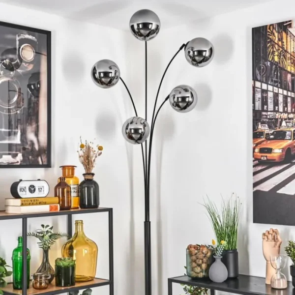 hofstein Gastor Lampadaire Chrome, 5 lumières* Lampes En Verre