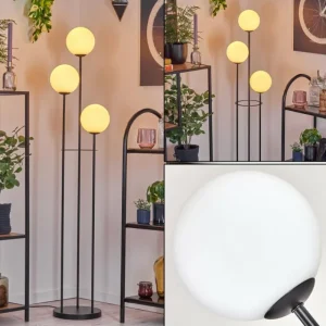 hofstein Gastor Lampadaire Noir, 3 lumières* Lampes En Verre