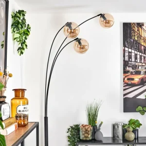 hofstein Gastor Lampadaire Noir, 3 lumières* Lampes En Verre