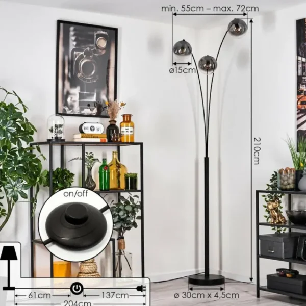 hofstein Gastor Lampadaire Noir, 3 lumières* Lampes Modernes