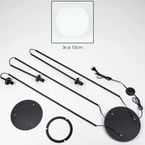 hofstein Gastor Lampadaire Noir, 3 lumières* Lampes En Verre